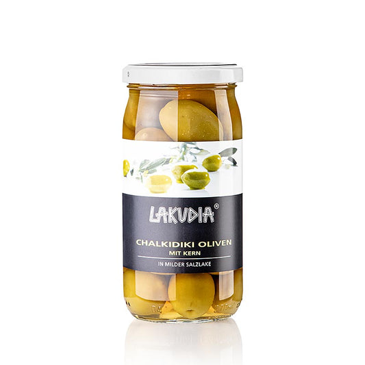 Grüne Oliven "Chalkidiki ", mit Kern, Lakudia, 355 g