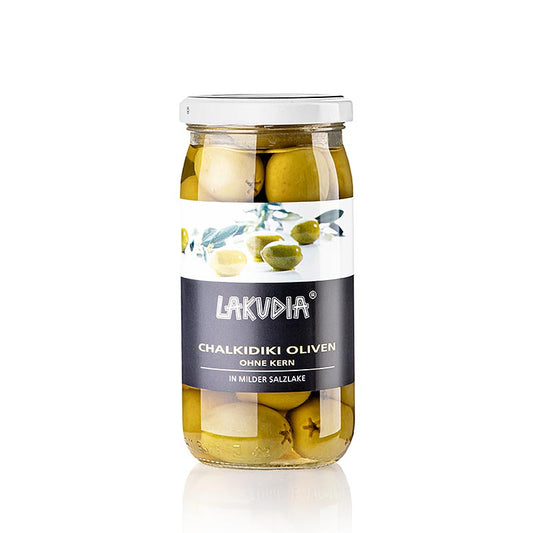 Olives vertes "Chalkidiki ", dénoyautées, Lakudia, 355 g