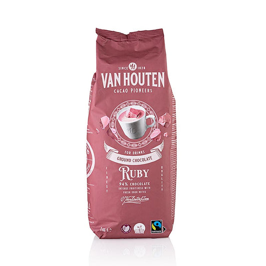 Callebaut - Van Houten Ground Ruby Chocolate, Trinkschokoladen Pulver, 1 kg