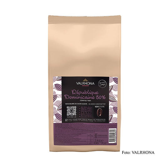 Chocolats Valrhona Compoz - base de cacao Domin. République, 80%, Callets, 3 kg