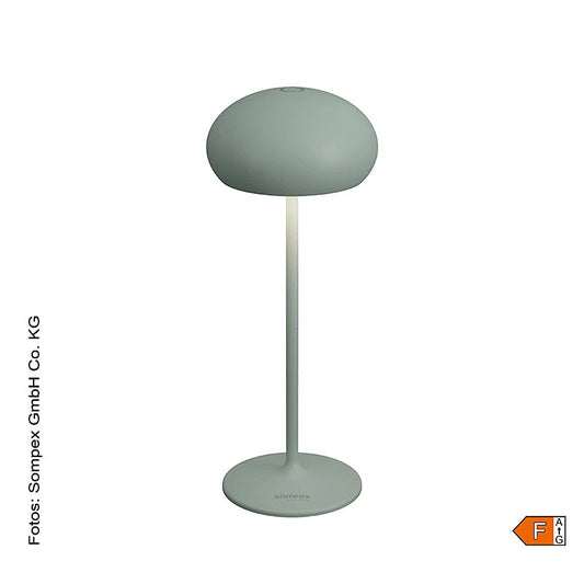 Lampada da tavolo "PEBBLE", con batteria ricaricabile, 23x9,2 cm, alluminio, con base di ricarica inclusa, verde oliva (78682)