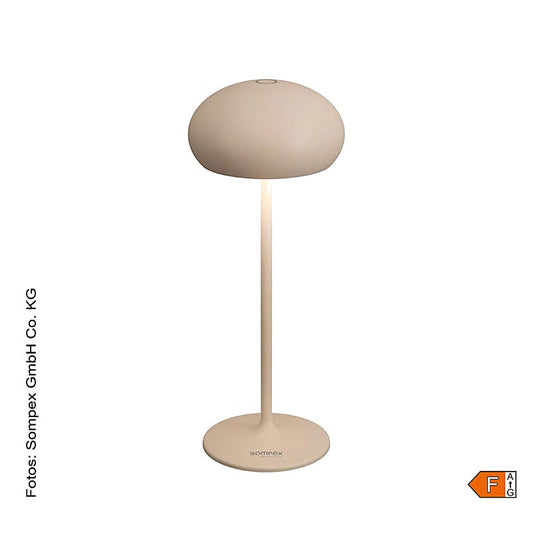 Lampada da tavolo "PEBBLE", con batteria ricaricabile, 23x9,2 cm, alluminio, con base di ricarica inclusa, color sabbia (78683), 1 pz