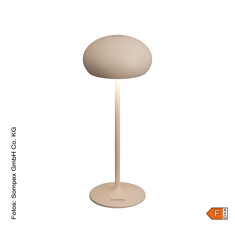 Lampe de table « PEBBLE », avec batterie, 23 x 9,2 cm, aluminium, station de recharge incluse, couleur sable (78683), 1 pièce