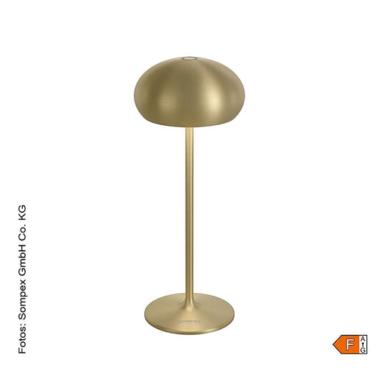 Lampada da tavolo "PEBBLE", con batteria ricaricabile, 23x9,2 cm, alluminio, con base di ricarica inclusa, oro (78686), 1 pz