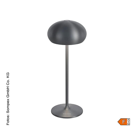 Lampada da tavolo "PEBBLE", con batteria ricaricabile, 23x9,2 cm, alluminio, con base di ricarica inclusa, color grafite (78687)