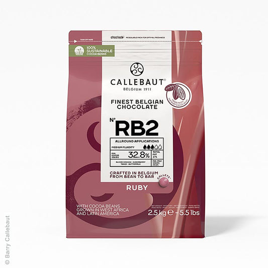 Ruby RB2 - Cioccolato rosa (32,8%), callets da copertura, Callebaut, 2,5 kg