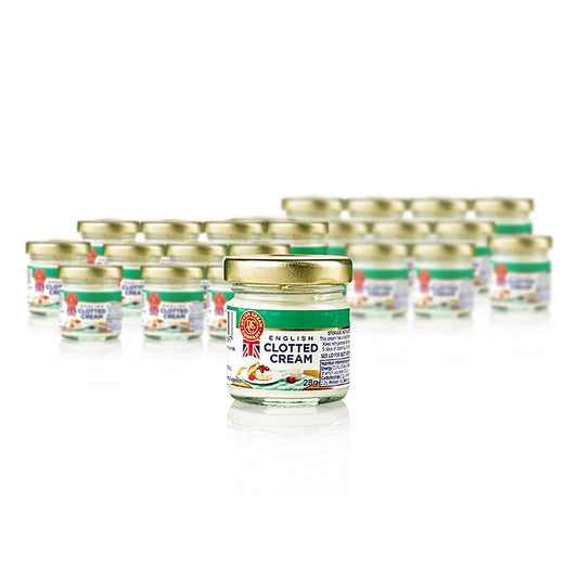 Crème épaisse anglaise (clotted cream), 56 % de matière grasse, pot individuel, Devon, 672 g, 24 x 28 g