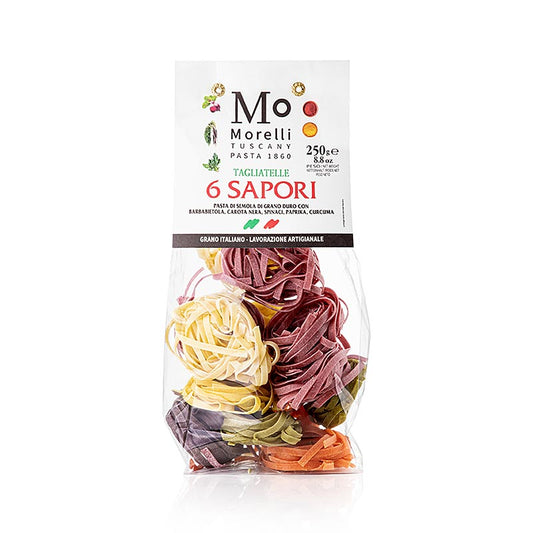 Morelli 1860 Tagliatelle 6 Sapori (pâtes multicolores, 6 sortes), 250 g