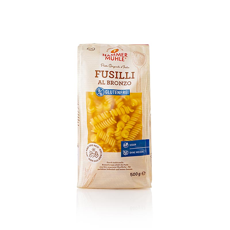 Pasta, fusilli di mais e riso, senza glutine, Hammermühle, 500 g