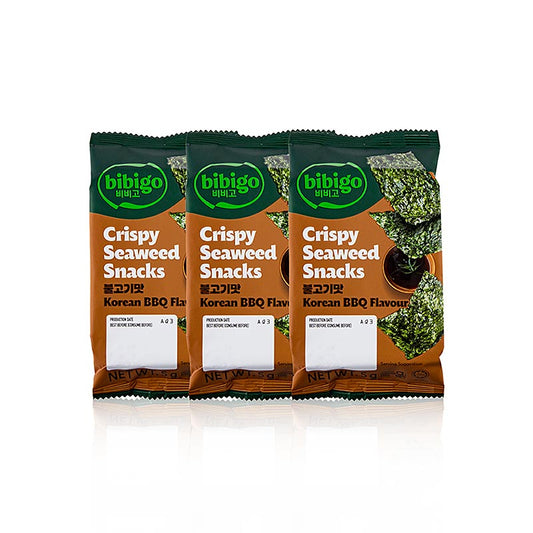 Snack aux algues Bulgogi (BBQ), feuilles d'algues croustillantes, Bibigo, 15 g