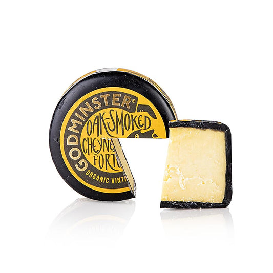 Smoked Cheyneys Fortune - Cheddar fumé, fromage à pâte dure, Godminster, BIO, 200 g