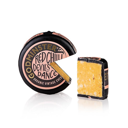Red Chili Devils Dance - Cheddar piccante, Formaggio a pasta dura, Godminster, biologico, 200 g