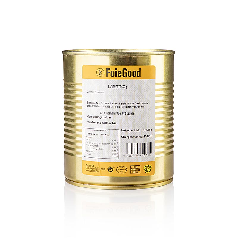 Entenschmalz (Entenfett), von ungestopften Enten, Foie Good, 650 g