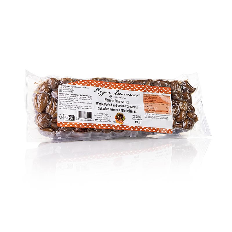 Marrons Roger Descours, entiers, épluchés, cuits, sous vide, 1 kg