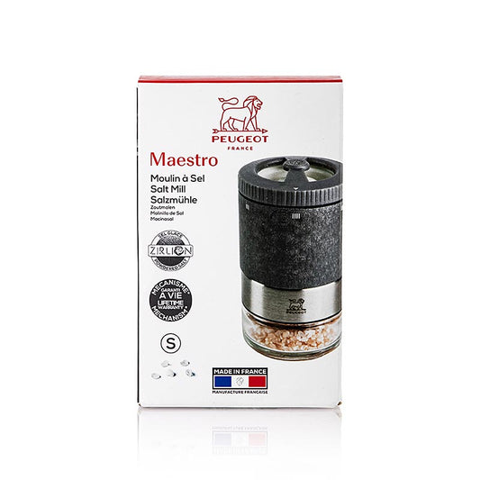Moulin à sel MAESTRO U´SELECT, graphite clair, 11 cm, réglage de la finesse de mouture, Peugeot, 1 pièce