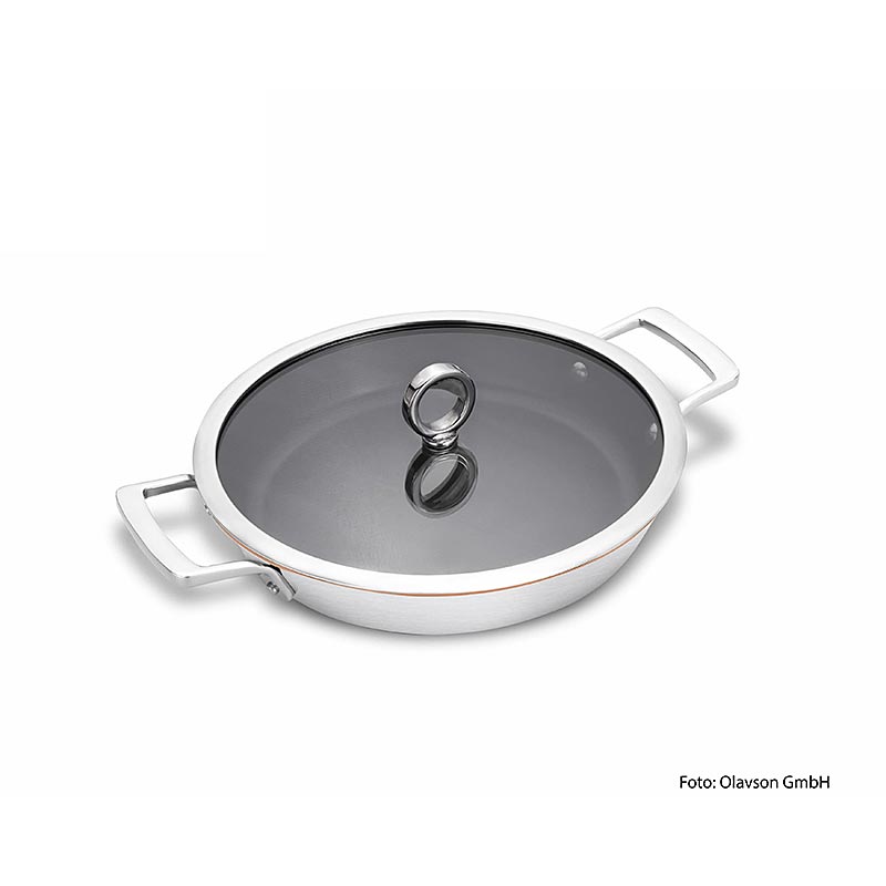 Olavson Kupferkern Pfanne Serviere m. Deckel, beschichtet, 26cm, f. a. Herdarten