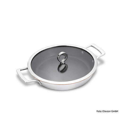 Poêle Olavson à cœur en cuivre avec couvercle, revêtue, 26 cm, compatible avec tous les types de cuisinières, 1 pièce