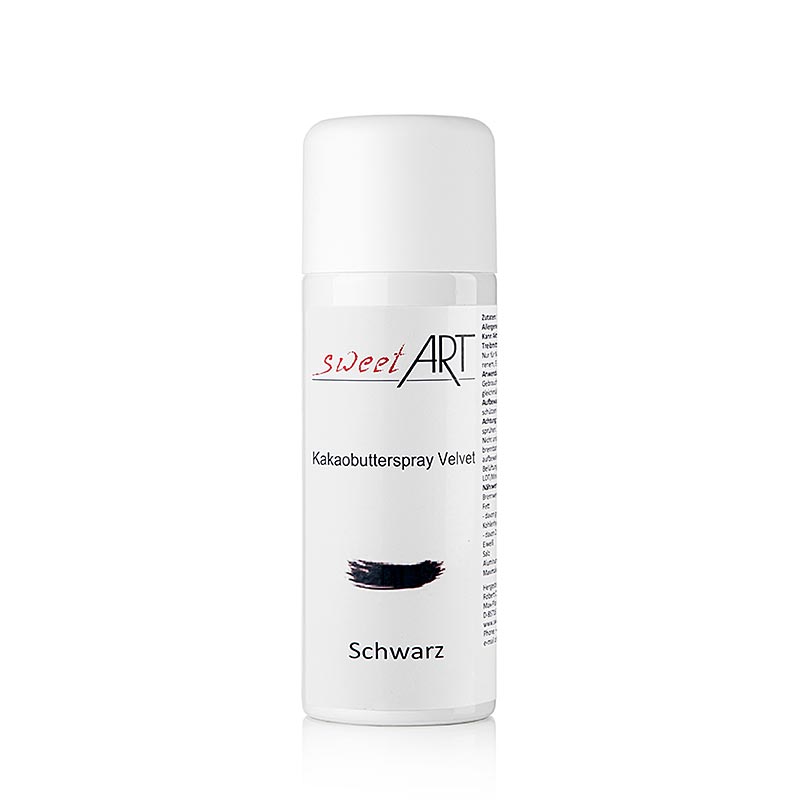 Spray au beurre de cacao / Base de colorant alimentaire noir velours, Sweet Art, 400 ml