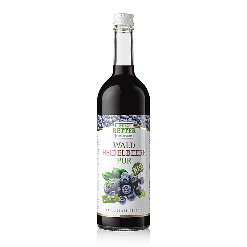 Jus de myrtilles des bois, 100 % pur jus, Obsthof Retter, BIO, 750 ml