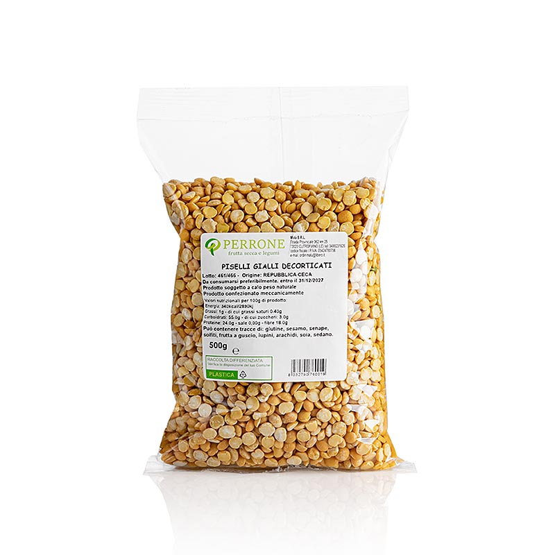 Gelbe Erbsen, halbiert, getrocknet, Perrone, 500 g