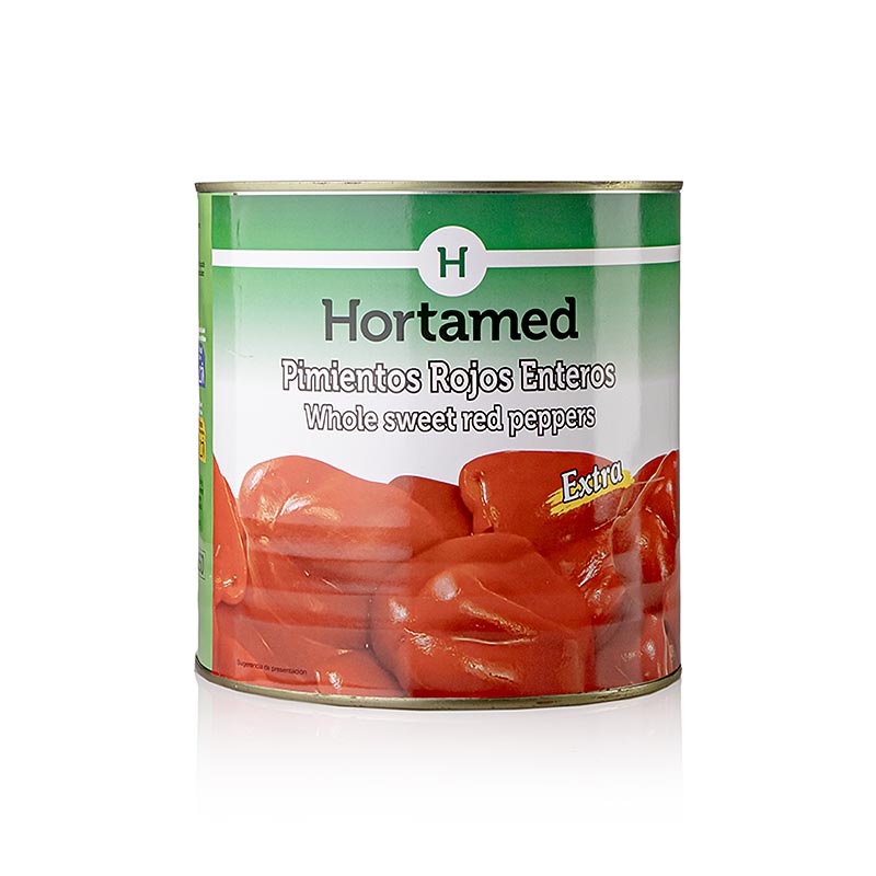 Peperoni rossi interi pelati, Hortamed, 2,5 kg