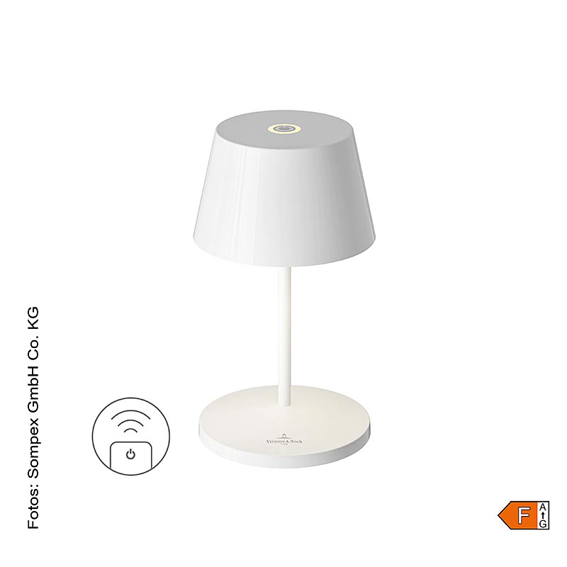 Lampada da tavolo "SEOUL RC", con batteria ricaricabile, ceramica, bianca, 1 pz.