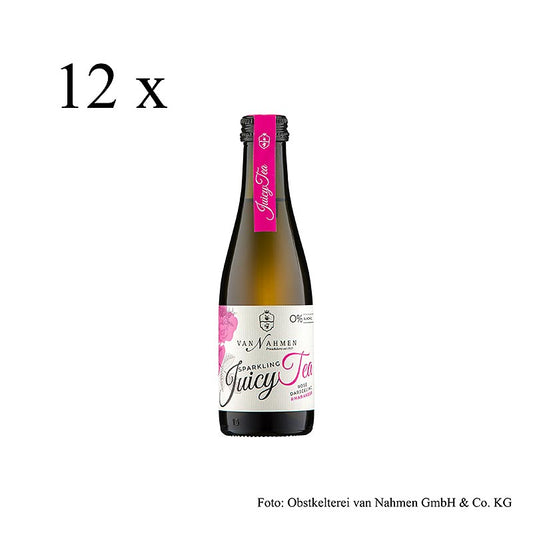 van Nahmen - Sparkling Juicy Tea - Rose - Darjeeling Tee - Rhabarber, BIO, 2,4 L, 12 x 200 ml