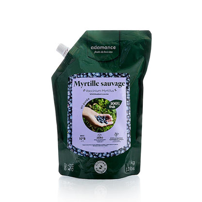 Purée de myrtilles Adamance, non sucrée, pasteurisée, 1 kg