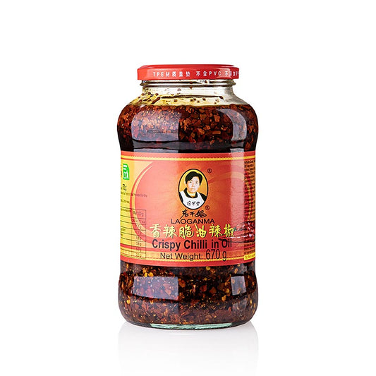 Huile pimentée croustillante - Piment dans l'huile avec des oignons croustillants, Lao Gan Ma, 670 g