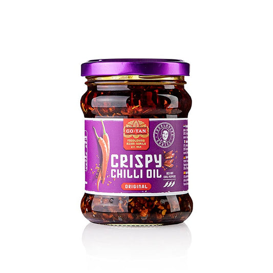 Huile pimentée croustillante - Piment dans l'huile avec des morceaux croustillants, Go-Tan, 190 g