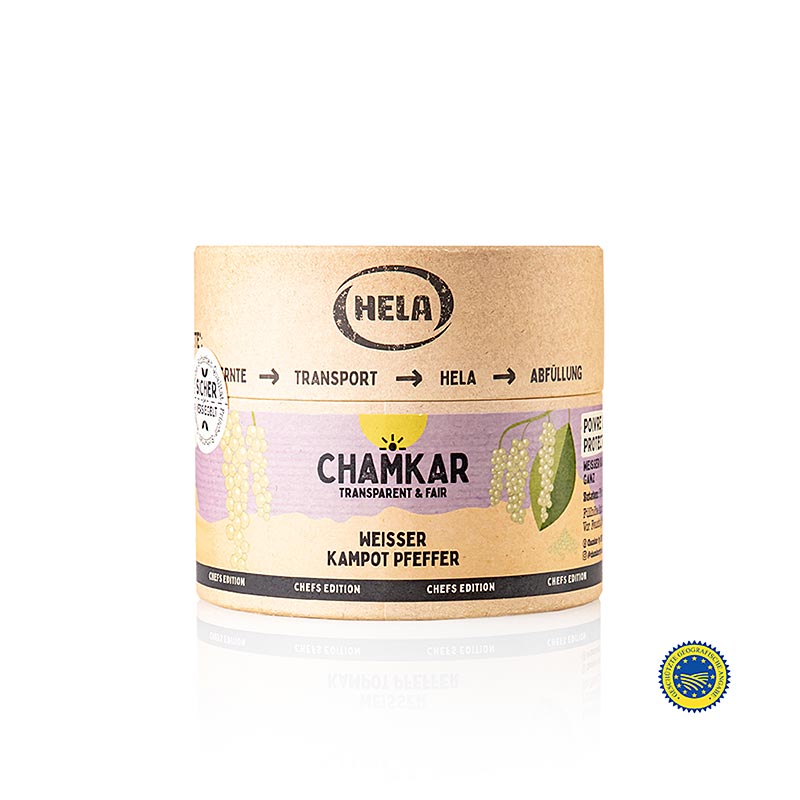 HELA Chamkar - Kampot blanc Poivre, séché, en grains entiers, IGP, 270 g