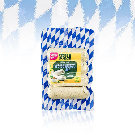 Saucisses blanches végétaliennes Greenforce à base de protéines de pois, saveur classique, 200 g, 4 pièces