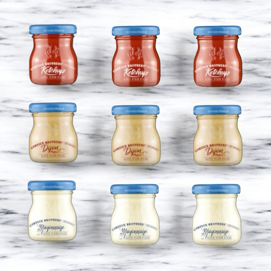 Organic Dijon Senf / Mayonnaise / Ketchup 12x40ml Portionsgläschen, Curtice Brothers - 100% biologisch zertifiziert, perfekt für unterwegs und zum Verfeinern von Lieblingsgerichten