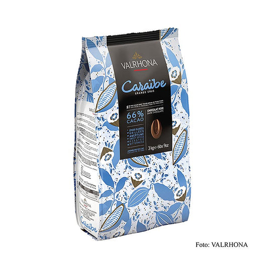 Valrhona Pur Caraibe "Grand Cru", dunkle Couverture, Callets, 66% Kakao, 3 kg