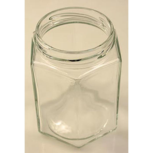 Glas, sechseckig, 287 ml, ø 63mm Mündung, ohne Deckel, 1 St
