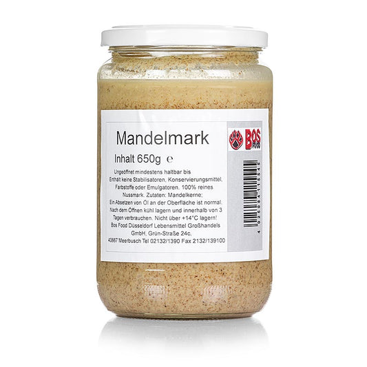 BOS FOOD Mandel-Mark, 100% Mark ohne Zusatzstoffe, 650 g