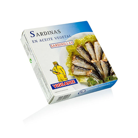 Sardinen, ganz, mit Haut und Gräten, in Pflanzenöl, 275 g
