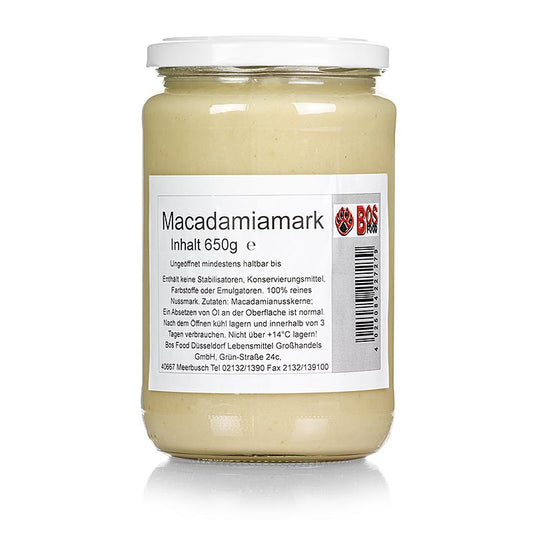 BOS FOOD Macadamia-Mark, 100% Mark ohne Zusatzstoffe, 650 g
