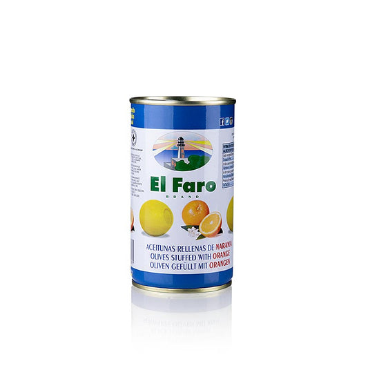 Grüne Oliven, ohne Kern, mit Orangenpaste, in Lake, El Faro, 350 g