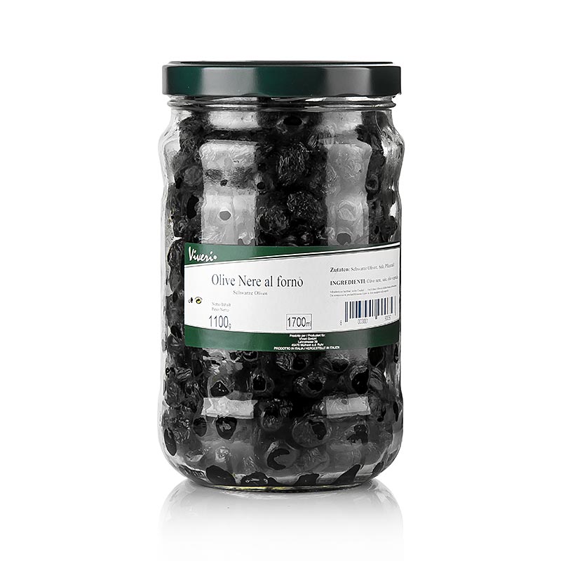 Schwarze Oliven, mit Kern, getrocknet, al Forno (aus dem Ofen), 1,1 kg