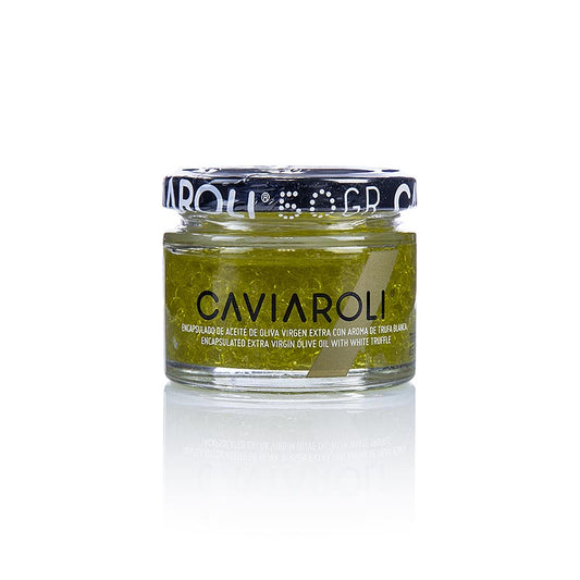 Caviaroli® Olivenölkaviar, kleine Perlen aus Olivenöl mit weißem Trüffelaroma, 50 g