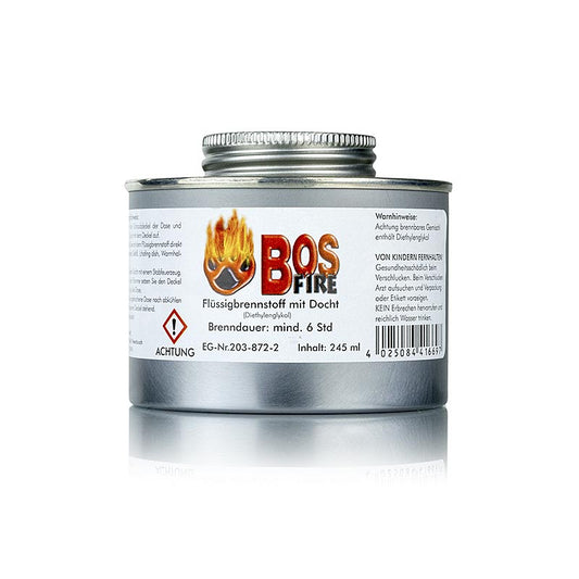BOS Fire Sicherheitsbrennstoff mit Docht, ca. 6 Stunden Brenndauer, 245 ml