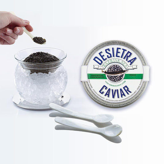 Kaviar Set - Baeriskaya Kaviar und Glaskaviarbowl & 2 Löffel, 125 g, 6 tlg.