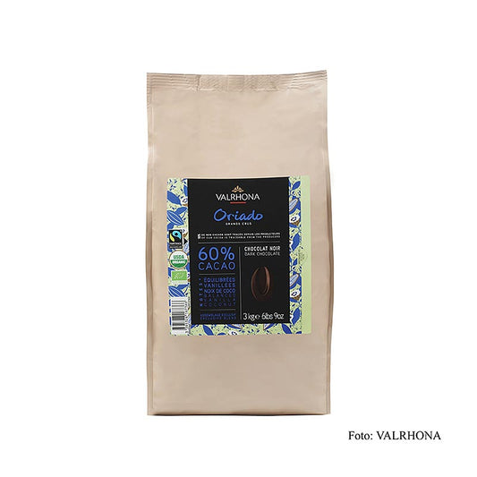 Valrhona Oriado, Couverture Dunkel, Callets, 60% Kakao, BIO, 3 kg