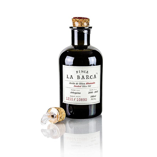 Olivenöl Geräuchert, 100% Arbequina, 500ml, Finca La Barca (Geschenkbox), 500 ml