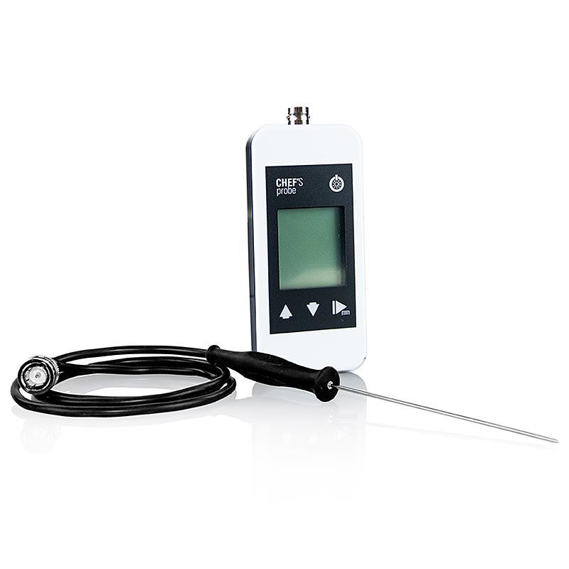 Chef´s Probe Thermometer m. Digitalanzeige, Einstechf. 80cm Kabel, 1,5mm, weiß, 1 St