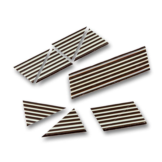 Deko-Aufleger "Domino Triangle" weiße/dunkle Schokolade gestreift, 585 g, 314 St