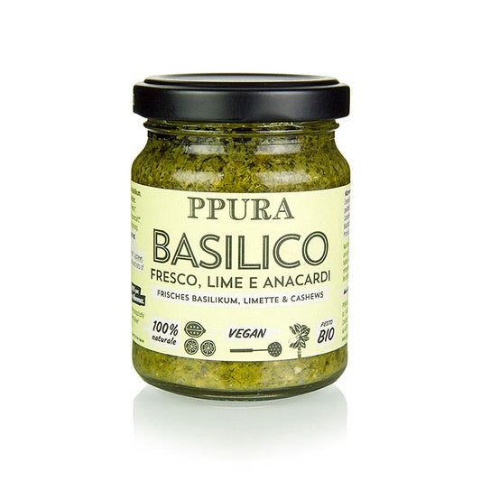 Ppura Pesto Basilico mit Limette und Cashewkernen, vegan, BIO, 120 g