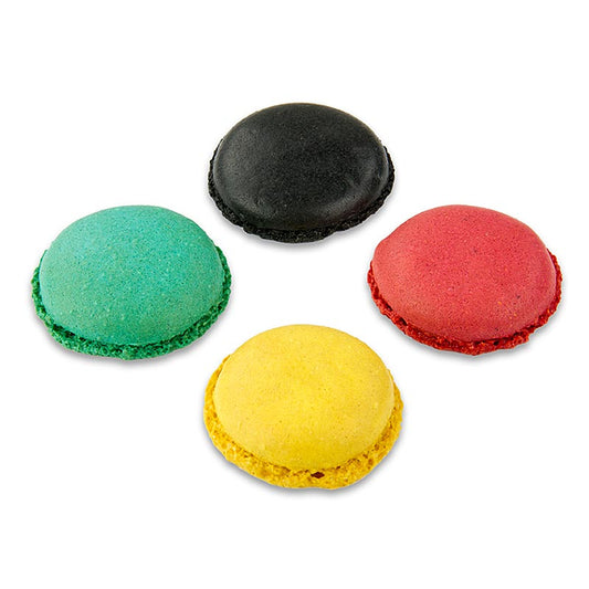 Macarons Mischung 2 (je 96 x Schwarz, Cassis, Zitrone, Türkis), ca. Ø3,5cm, 921 g, 384 St