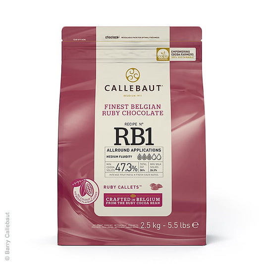 Ruby - Rosa Schokolade, 47,3% Kakao, Callets Couverture, Callebaut, 2,5 kg